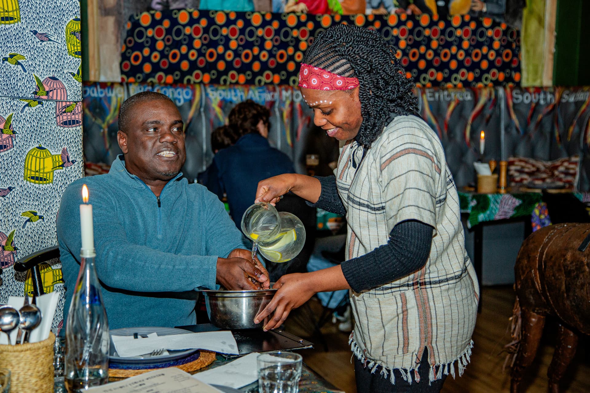 A warm moment of hospitality at the Mama Africa dining room